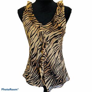 NORA NOH ZEBRA PRINT SILK SLEEVELESS TOP SZ M